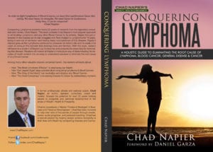 picture of the front and back cover of conquering lymphoma book