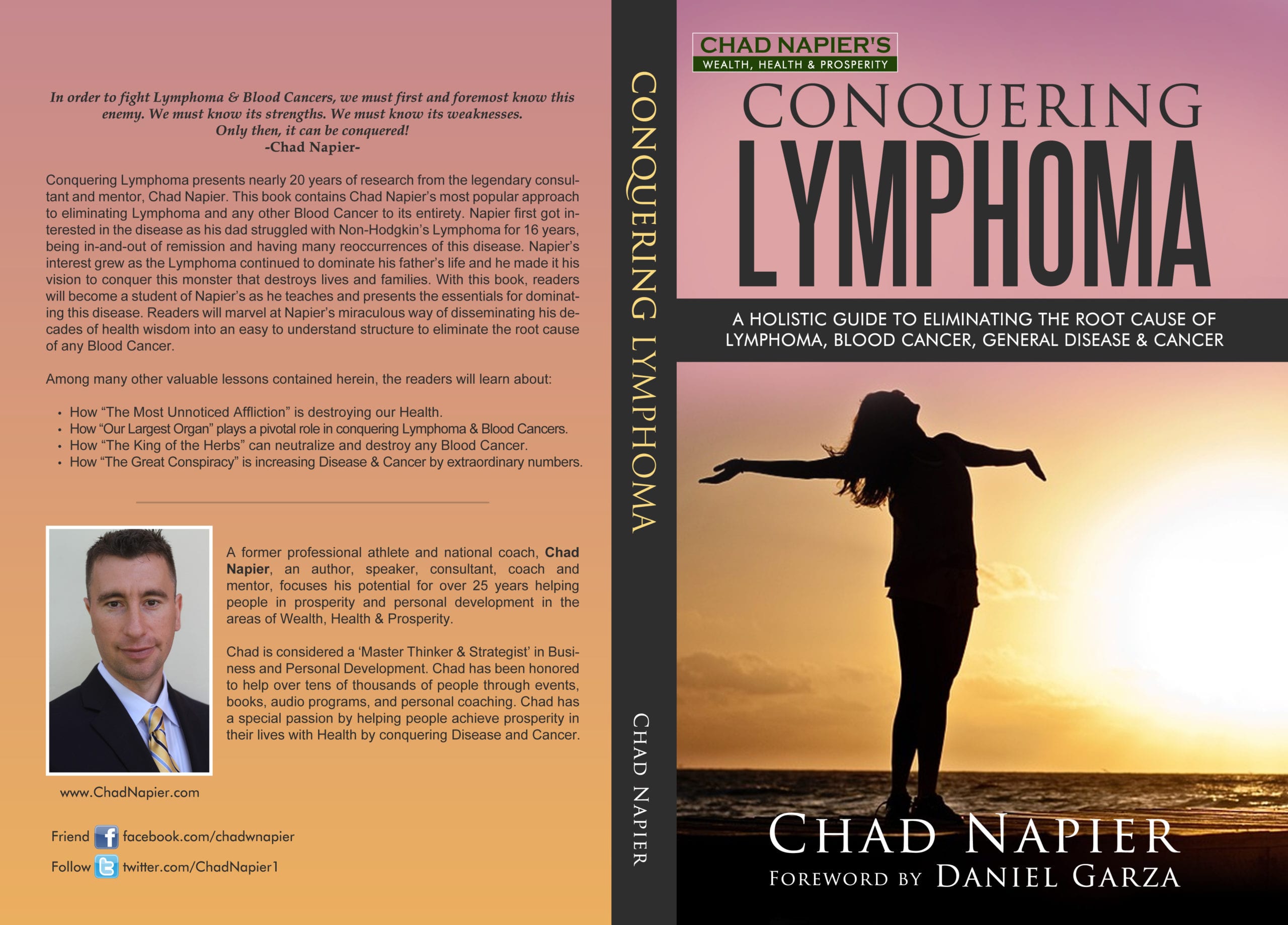 picture of front and back of conquering lymphoma book
